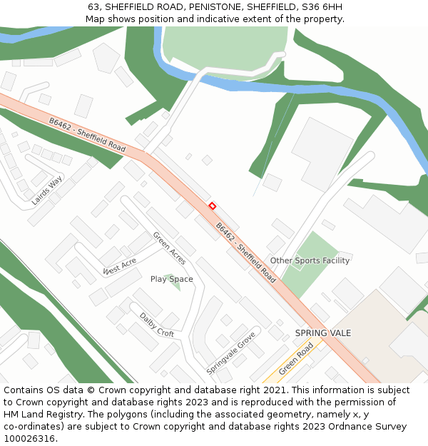 63, SHEFFIELD ROAD, PENISTONE, SHEFFIELD, S36 6HH: Location map and indicative extent of plot