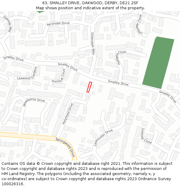 63, SMALLEY DRIVE, OAKWOOD, DERBY, DE21 2SF: Location map and indicative extent of plot