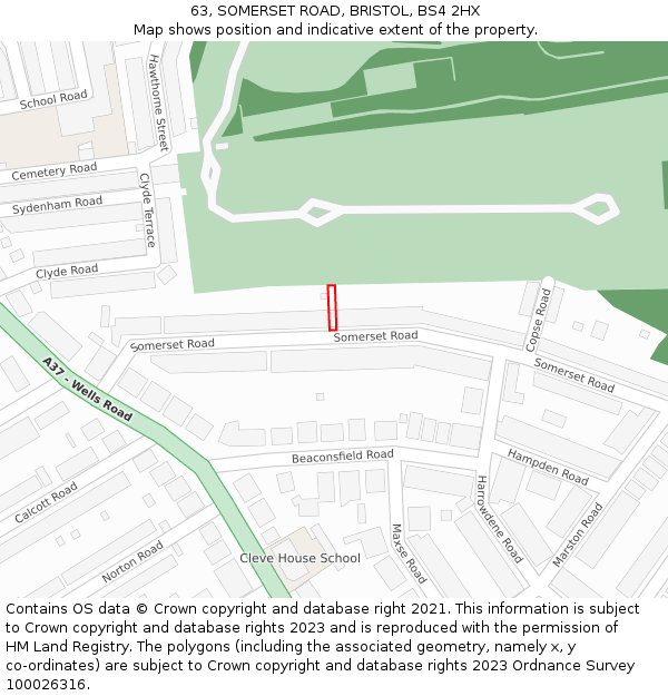 63, SOMERSET ROAD, BRISTOL, BS4 2HX: Location map and indicative extent of plot