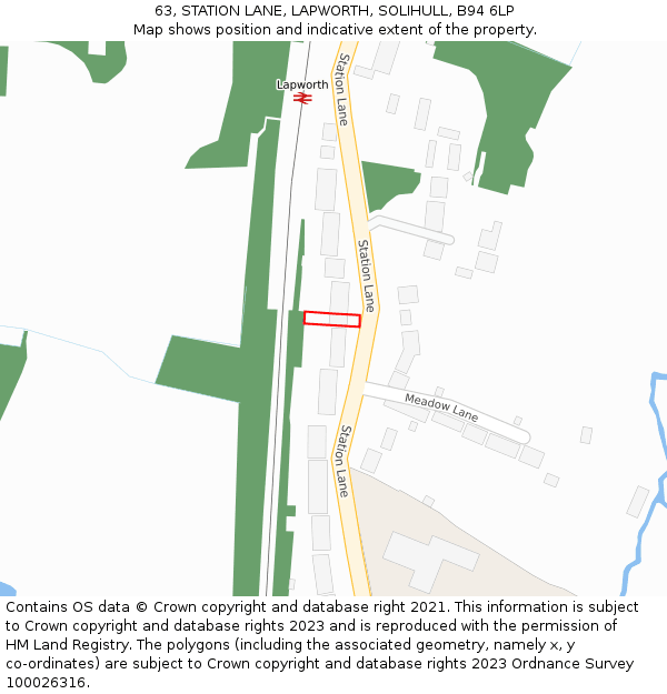 63, STATION LANE, LAPWORTH, SOLIHULL, B94 6LP: Location map and indicative extent of plot