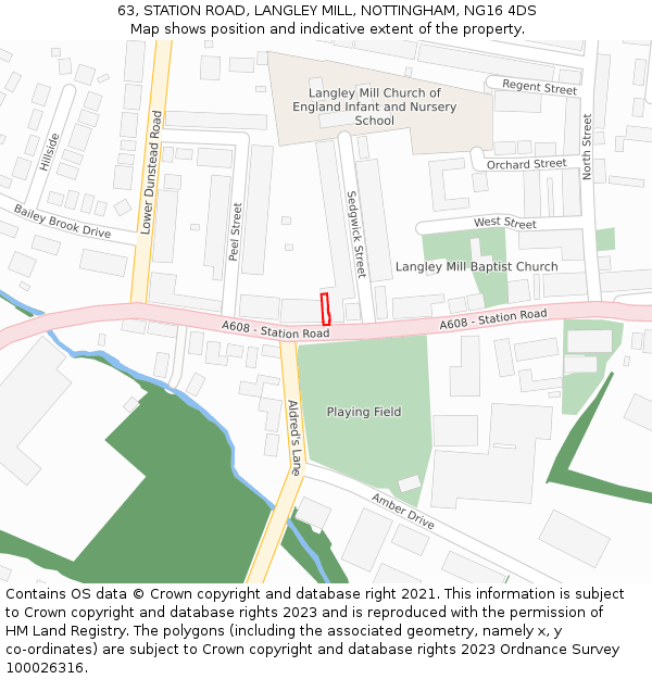 63, STATION ROAD, LANGLEY MILL, NOTTINGHAM, NG16 4DS: Location map and indicative extent of plot