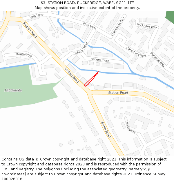 63, STATION ROAD, PUCKERIDGE, WARE, SG11 1TE: Location map and indicative extent of plot
