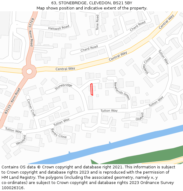63, STONEBRIDGE, CLEVEDON, BS21 5BY: Location map and indicative extent of plot
