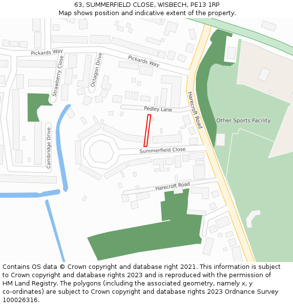 63, SUMMERFIELD CLOSE, WISBECH, PE13 1RP: Location map and indicative extent of plot
