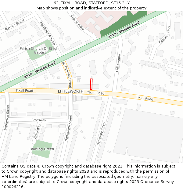 63, TIXALL ROAD, STAFFORD, ST16 3UY: Location map and indicative extent of plot