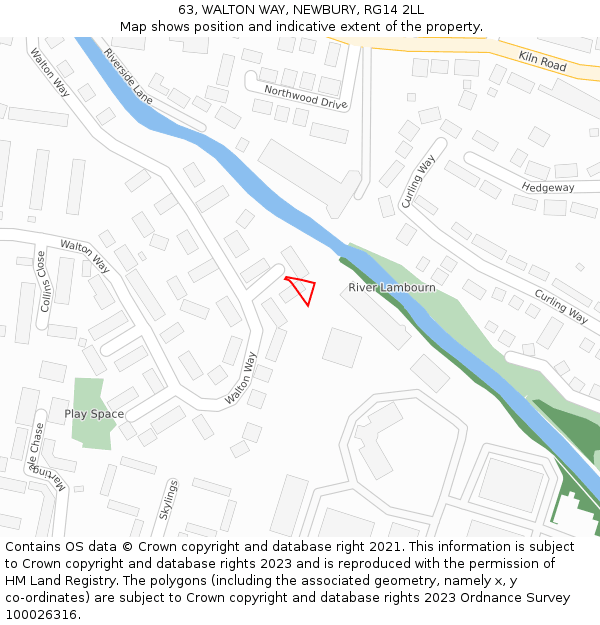 63, WALTON WAY, NEWBURY, RG14 2LL: Location map and indicative extent of plot