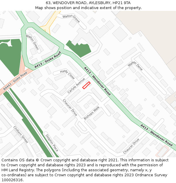 63, WENDOVER ROAD, AYLESBURY, HP21 9TA: Location map and indicative extent of plot