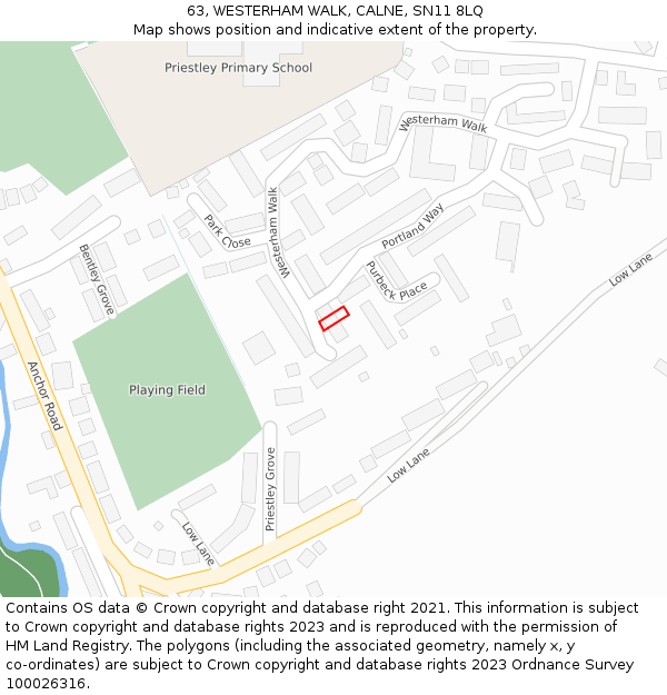 63, WESTERHAM WALK, CALNE, SN11 8LQ: Location map and indicative extent of plot