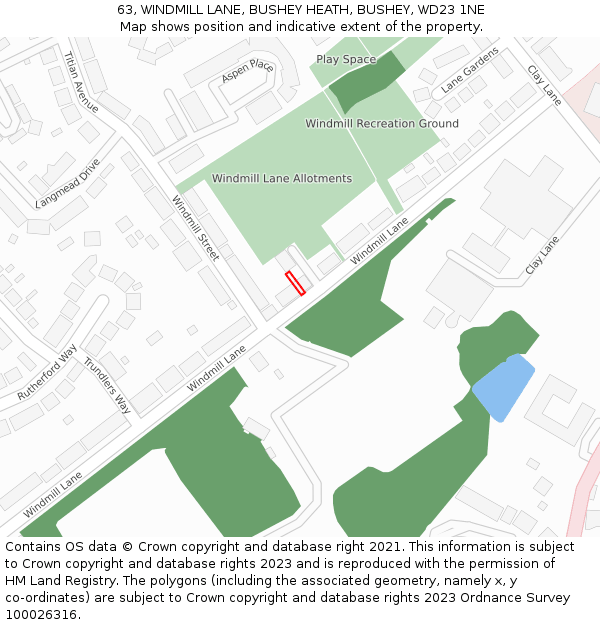 63, WINDMILL LANE, BUSHEY HEATH, BUSHEY, WD23 1NE: Location map and indicative extent of plot