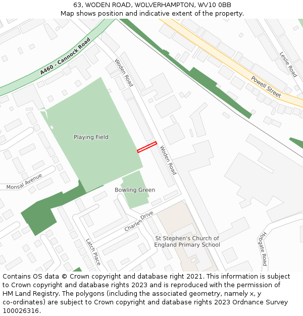 63, WODEN ROAD, WOLVERHAMPTON, WV10 0BB: Location map and indicative extent of plot