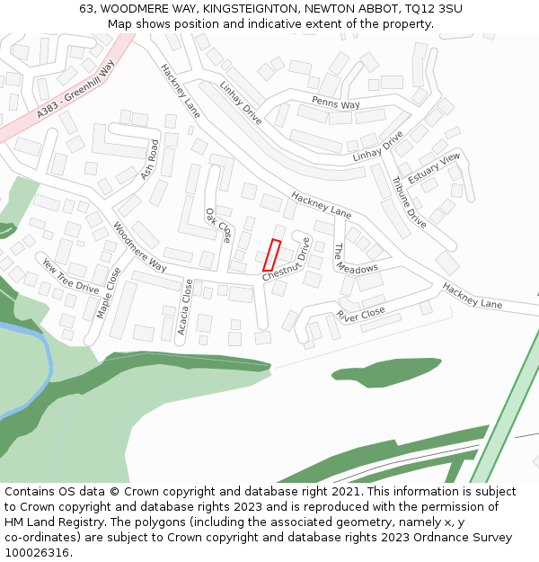 63, WOODMERE WAY, KINGSTEIGNTON, NEWTON ABBOT, TQ12 3SU: Location map and indicative extent of plot