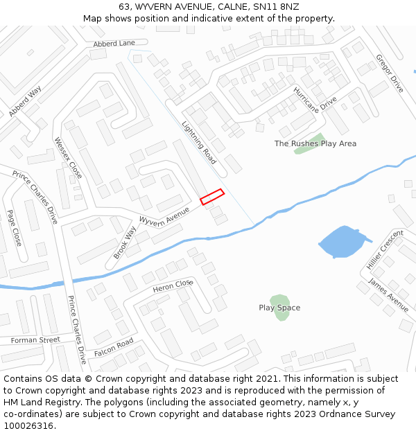 63, WYVERN AVENUE, CALNE, SN11 8NZ: Location map and indicative extent of plot