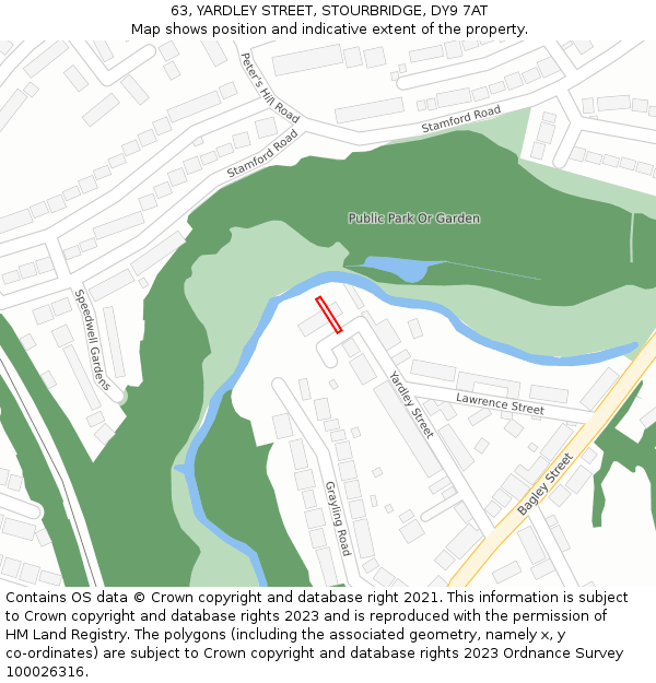 63, YARDLEY STREET, STOURBRIDGE, DY9 7AT: Location map and indicative extent of plot