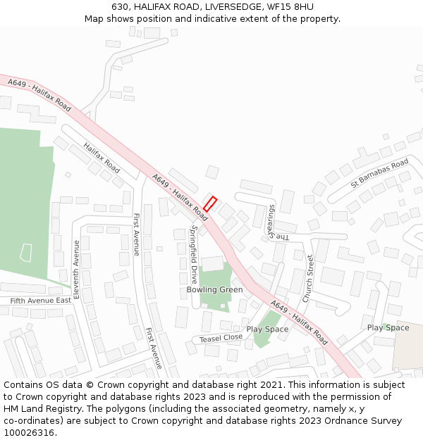 630, HALIFAX ROAD, LIVERSEDGE, WF15 8HU: Location map and indicative extent of plot