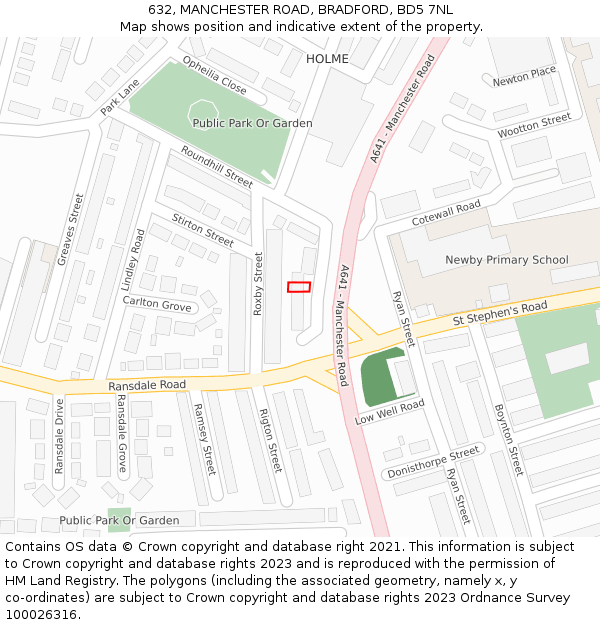 632, MANCHESTER ROAD, BRADFORD, BD5 7NL: Location map and indicative extent of plot