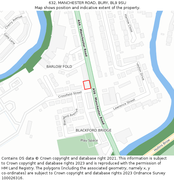 632, MANCHESTER ROAD, BURY, BL9 9SU: Location map and indicative extent of plot