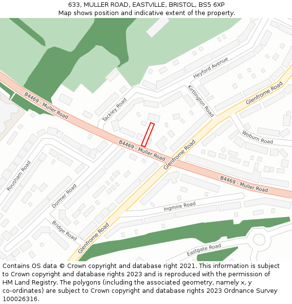 633, MULLER ROAD, EASTVILLE, BRISTOL, BS5 6XP: Location map and indicative extent of plot