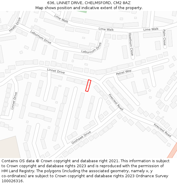 636, LINNET DRIVE, CHELMSFORD, CM2 8AZ: Location map and indicative extent of plot