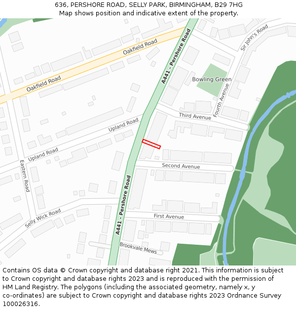 636, PERSHORE ROAD, SELLY PARK, BIRMINGHAM, B29 7HG: Location map and indicative extent of plot