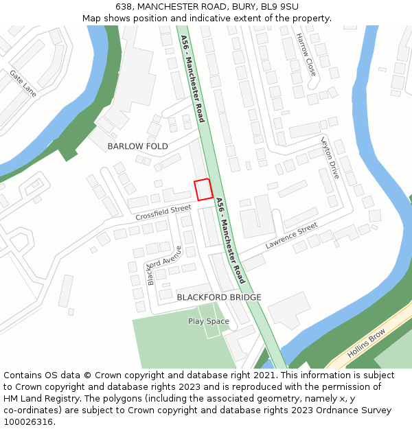 638, MANCHESTER ROAD, BURY, BL9 9SU: Location map and indicative extent of plot