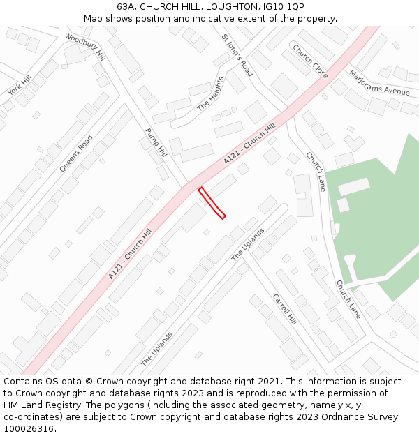 63A, CHURCH HILL, LOUGHTON, IG10 1QP: Location map and indicative extent of plot