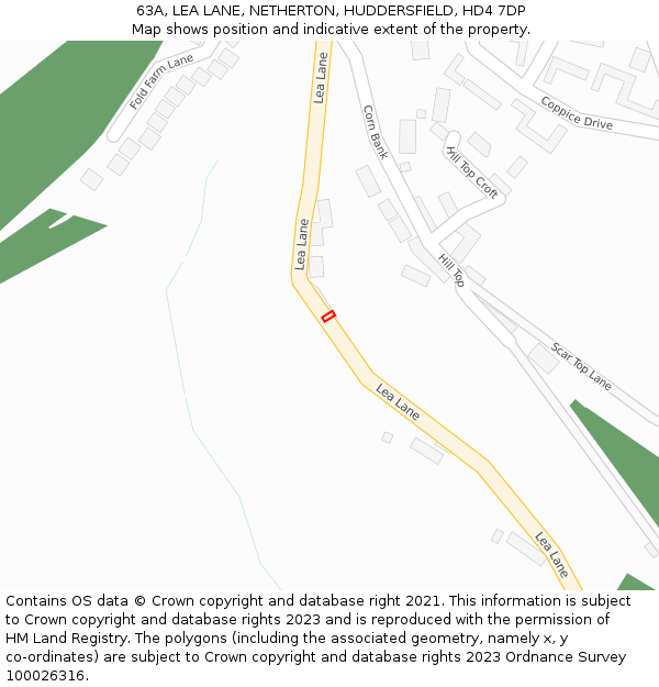 63A, LEA LANE, NETHERTON, HUDDERSFIELD, HD4 7DP: Location map and indicative extent of plot
