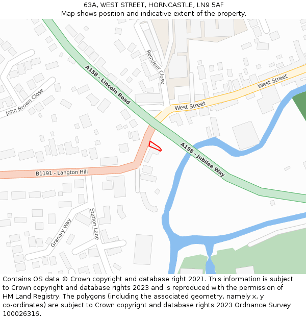 63A, WEST STREET, HORNCASTLE, LN9 5AF: Location map and indicative extent of plot