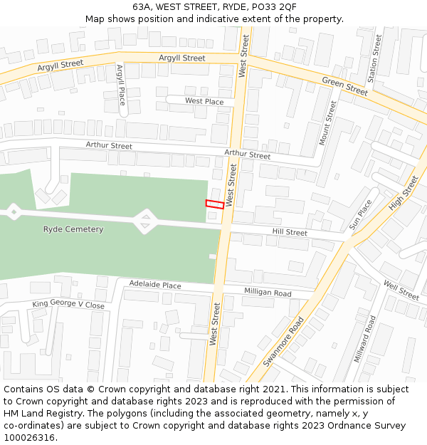 63A, WEST STREET, RYDE, PO33 2QF: Location map and indicative extent of plot