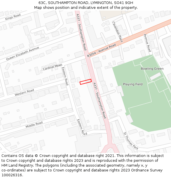 63C, SOUTHAMPTON ROAD, LYMINGTON, SO41 9GH: Location map and indicative extent of plot