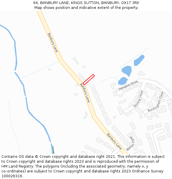 64, BANBURY LANE, KINGS SUTTON, BANBURY, OX17 3RX: Location map and indicative extent of plot