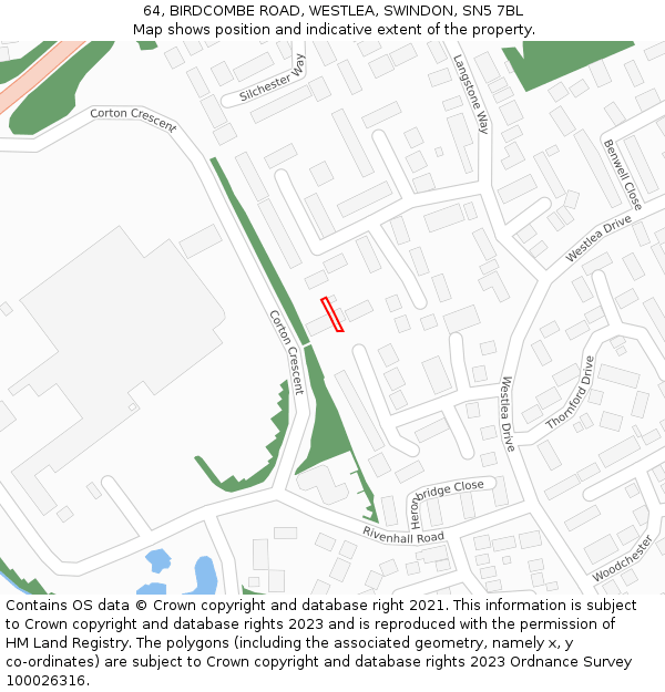 64, BIRDCOMBE ROAD, WESTLEA, SWINDON, SN5 7BL: Location map and indicative extent of plot