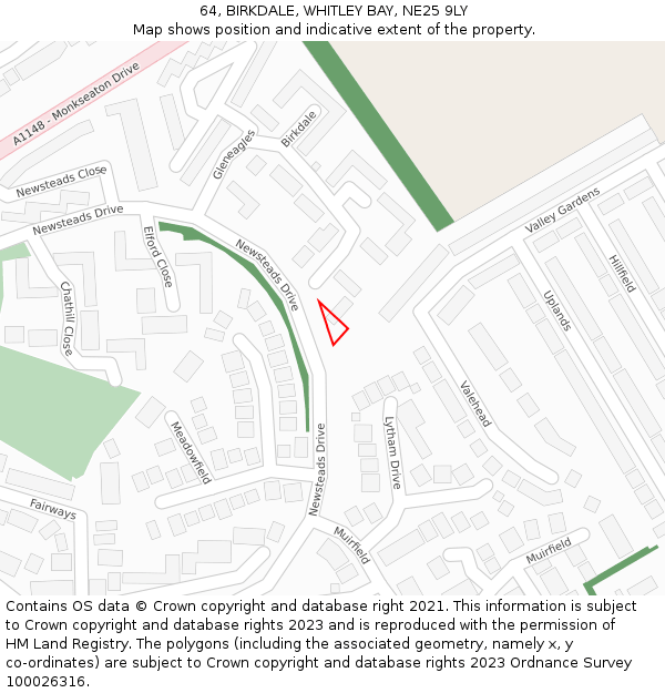 64, BIRKDALE, WHITLEY BAY, NE25 9LY: Location map and indicative extent of plot