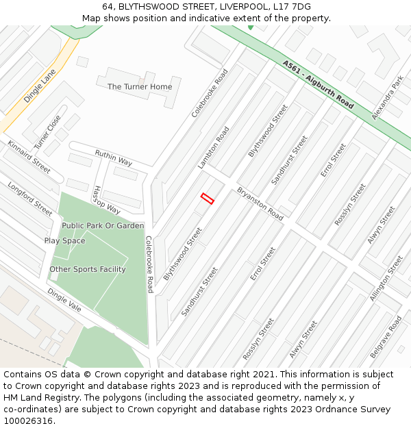 64, BLYTHSWOOD STREET, LIVERPOOL, L17 7DG: Location map and indicative extent of plot