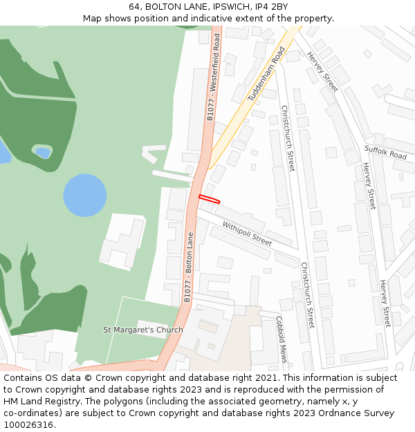 64, BOLTON LANE, IPSWICH, IP4 2BY: Location map and indicative extent of plot