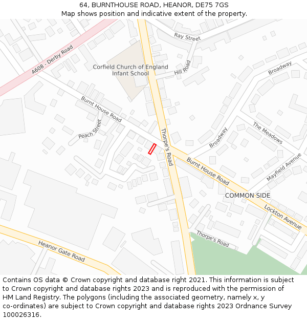 64, BURNTHOUSE ROAD, HEANOR, DE75 7GS: Location map and indicative extent of plot