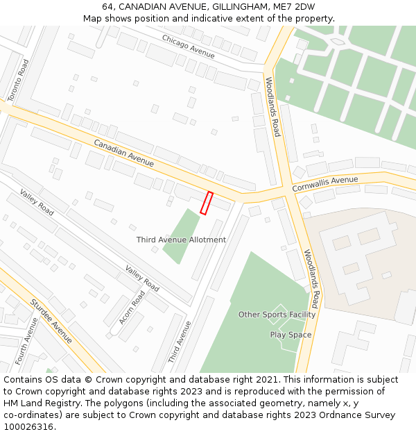 64, CANADIAN AVENUE, GILLINGHAM, ME7 2DW: Location map and indicative extent of plot