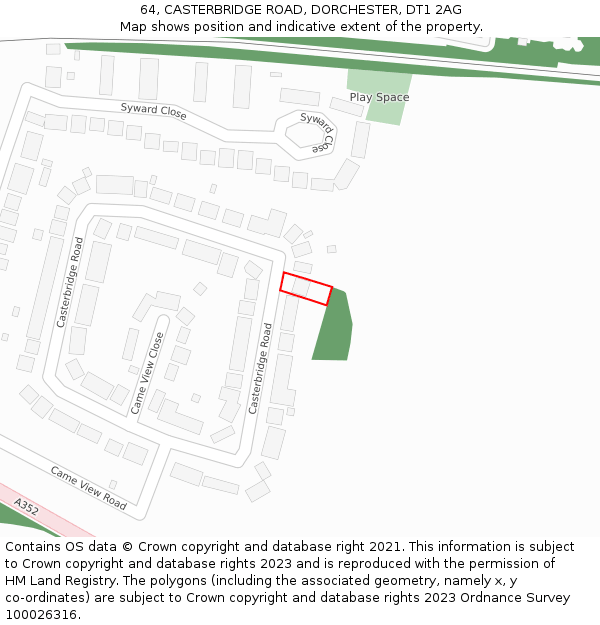 64, CASTERBRIDGE ROAD, DORCHESTER, DT1 2AG: Location map and indicative extent of plot