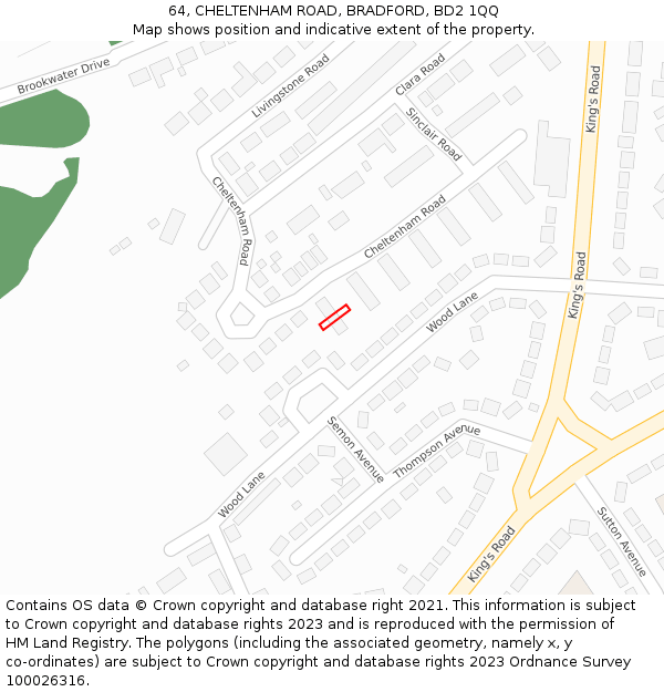 64, CHELTENHAM ROAD, BRADFORD, BD2 1QQ: Location map and indicative extent of plot
