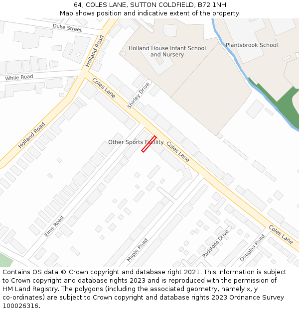 64, COLES LANE, SUTTON COLDFIELD, B72 1NH: Location map and indicative extent of plot
