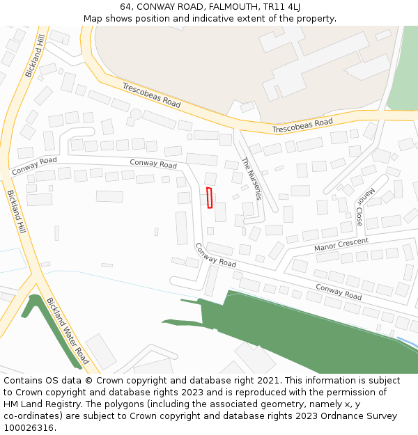 64, CONWAY ROAD, FALMOUTH, TR11 4LJ: Location map and indicative extent of plot