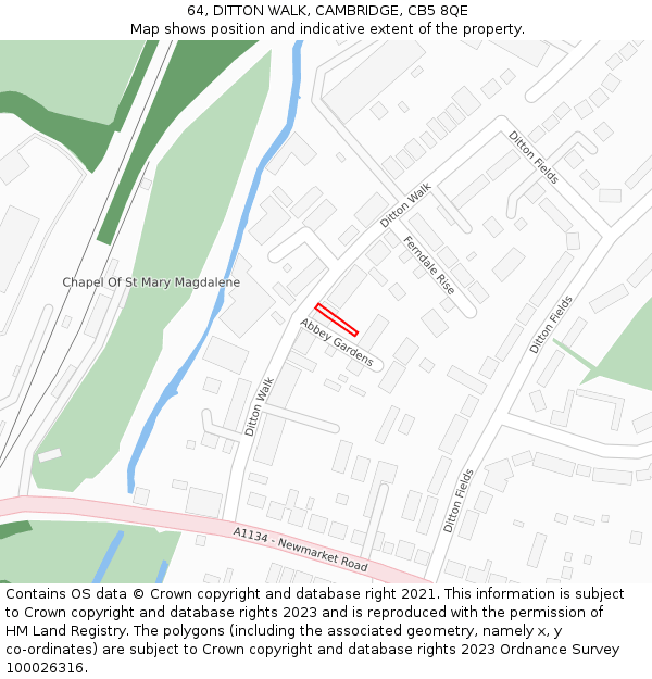 64, DITTON WALK, CAMBRIDGE, CB5 8QE: Location map and indicative extent of plot
