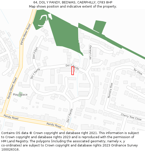 64, DOL Y PANDY, BEDWAS, CAERPHILLY, CF83 8HP: Location map and indicative extent of plot
