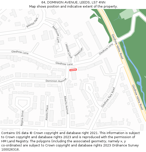 64, DOMINION AVENUE, LEEDS, LS7 4NN: Location map and indicative extent of plot