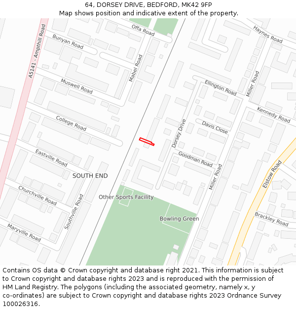 64, DORSEY DRIVE, BEDFORD, MK42 9FP: Location map and indicative extent of plot