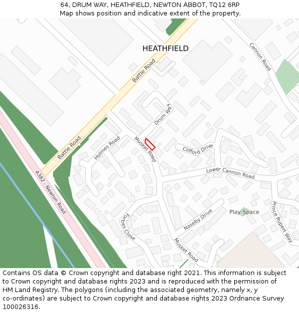 64, DRUM WAY, HEATHFIELD, NEWTON ABBOT, TQ12 6RP: Location map and indicative extent of plot