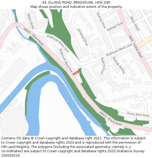64, ELLAND ROAD, BRIGHOUSE, HD6 2QR: Location map and indicative extent of plot