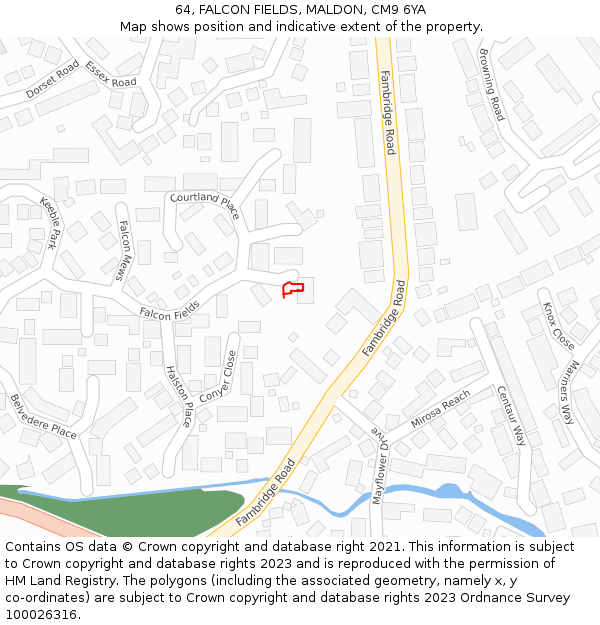 64, FALCON FIELDS, MALDON, CM9 6YA: Location map and indicative extent of plot