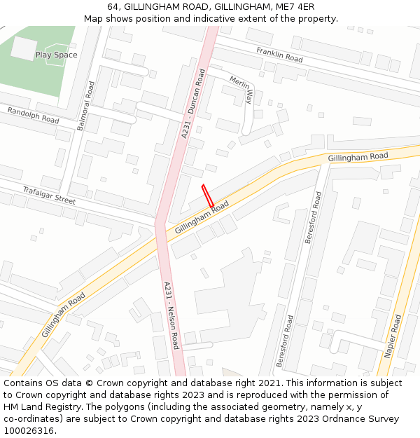 64, GILLINGHAM ROAD, GILLINGHAM, ME7 4ER: Location map and indicative extent of plot