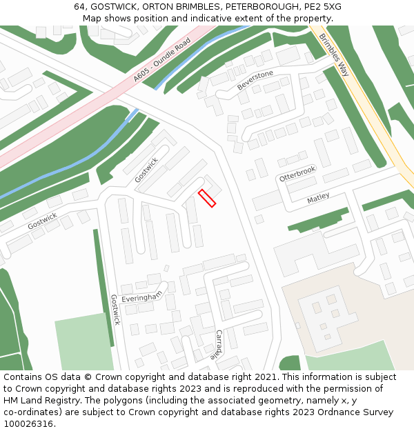 64, GOSTWICK, ORTON BRIMBLES, PETERBOROUGH, PE2 5XG: Location map and indicative extent of plot