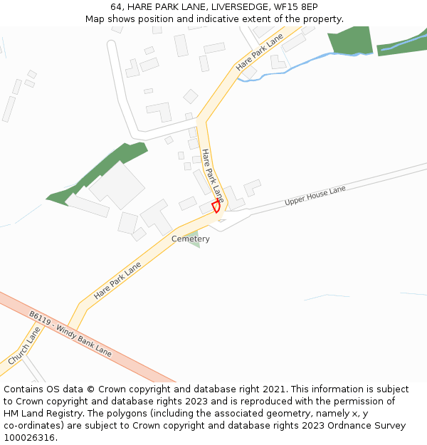 64, HARE PARK LANE, LIVERSEDGE, WF15 8EP: Location map and indicative extent of plot